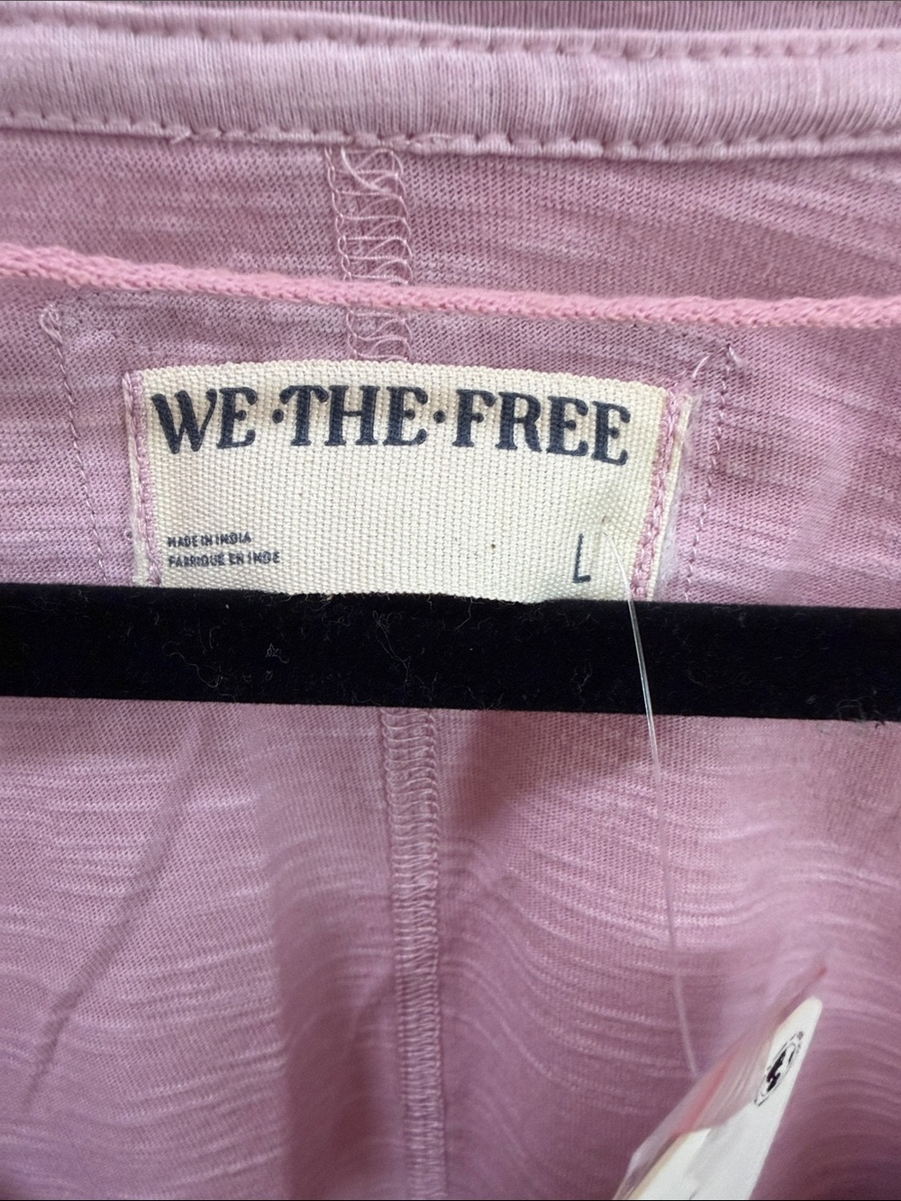 Free peopleWomen's Pink Long-Sleeve Henley Top with Lace Trim size large - Picture 3 of 5